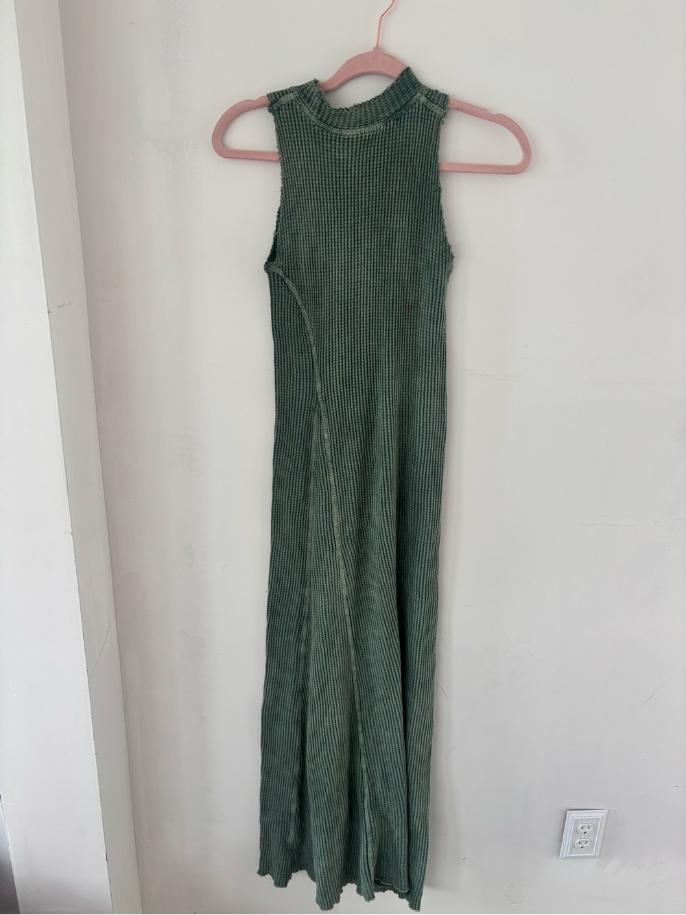 Free People One XS Green Ribbed Gauzy Maxi Dress - Picture 4 of 4